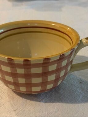 Bath & Body Works Yellow and Brown Checked Ceramic Mug from 1998-1999